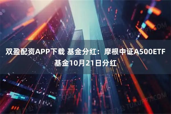 双盈配资APP下载 基金分红:摩根中证A500ETF基金10月21日分红